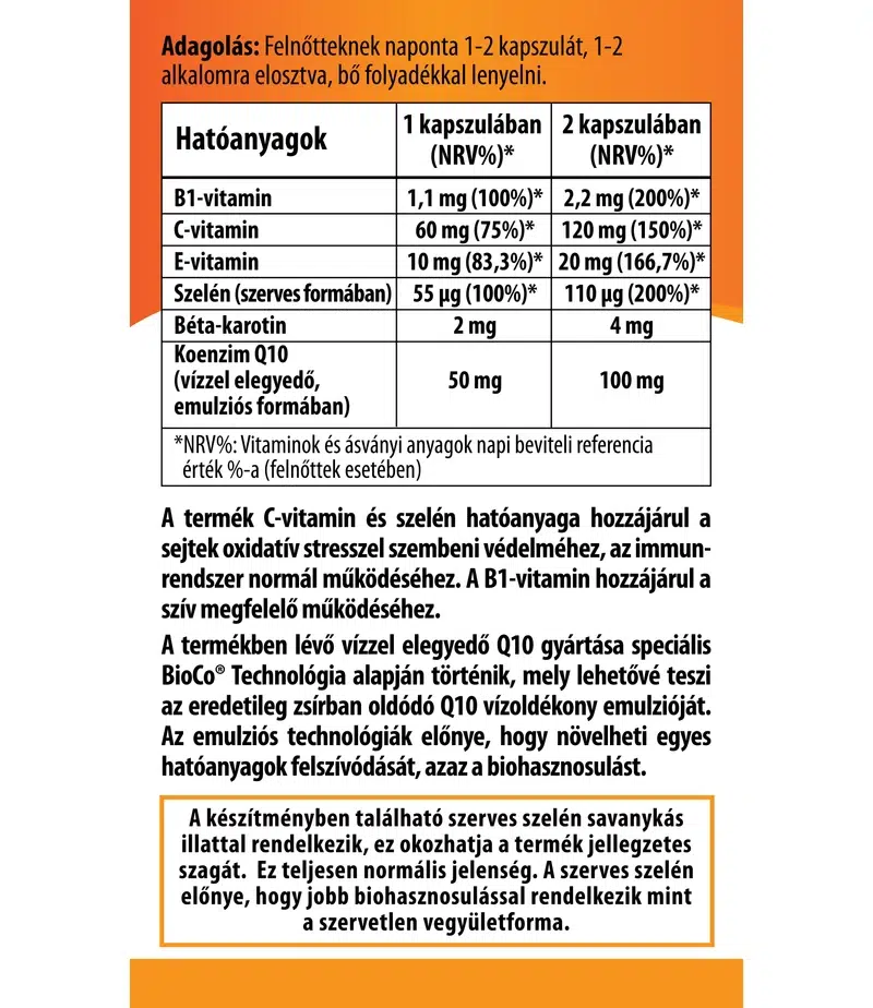 BioCo Q10 Vízzel elegyedő 50mg kapszula - 30db BioCo Q10 Vízzel elegyedő 50mg kapszula - 30db