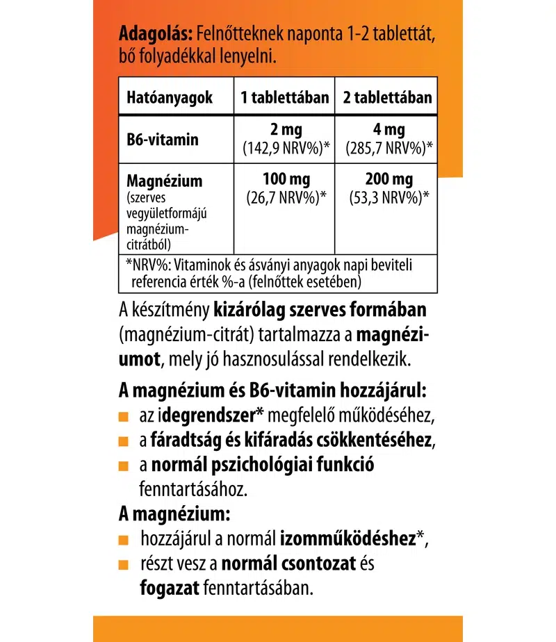 BioCo Szerves Magnézium + B6-vitamin tabletta - 60db - Image 2 BioCo Szerves Magnézium + B6-vitamin tabletta - 60db - Image 2