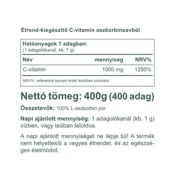 Vitaking Aszkorbinsav C-vitamin italpor - 400g - Image 2 Vitaking Aszkorbinsav C-vitamin italpor - 400g - Image 2