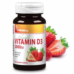 Vitaking D3-vitamin epres ízű rágótabletta - 90 db