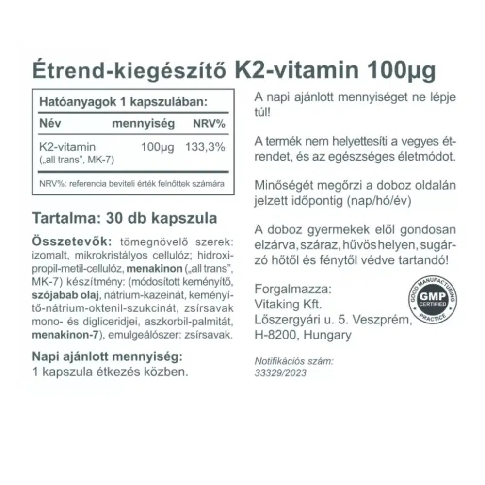 Vitaking K2-vitamin kapszula - 30db - Image 2 Vitaking K2-vitamin kapszula - 30db - Image 2