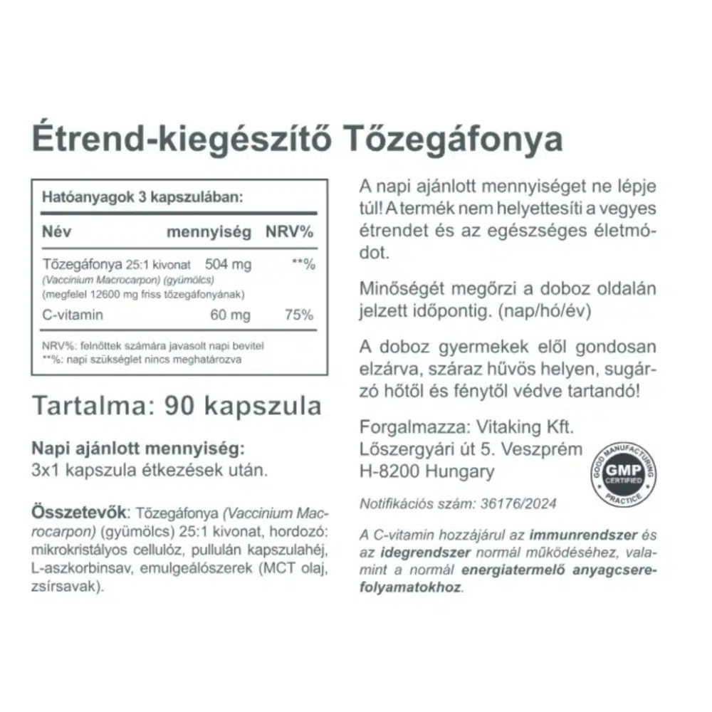 Vitaking Tőzegáfonya kapszula - 90db - Image 2 Vitaking Tőzegáfonya kapszula - 90db - Image 2