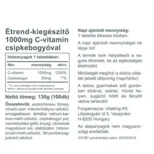 Vitaking C-Vitamin 1000mg tabletta - 100db - Image 3 Vitaking C-Vitamin 1000mg tabletta - 100db - Image 3