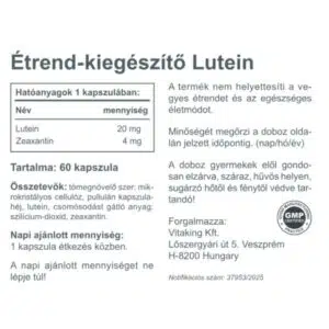 Vitaking Lutein 20 mg + Zeaxantin 4 mg bársonyvirágból - 60 db kapszula - Image 2 Vitaking Lutein 20 mg + Zeaxantin 4 mg bársonyvirágból - 60 db kapszula - Image 2