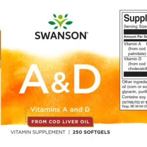 Swanson A-vitamin és D-vitamin halolajból lágyzselatin kapszula - 250 db - Image 2 Swanson A-vitamin és D-vitamin halolajból lágyzselatin kapszula - 250 db - Image 2