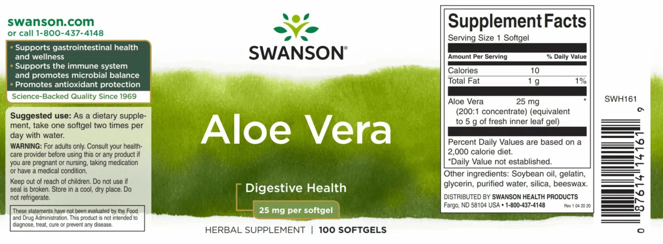 Swanson Aloe Vera lágyzselatin kapszula - 100db - Image 2 Swanson Aloe Vera lágyzselatin kapszula - 100db - Image 2