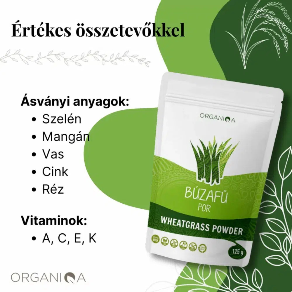 Organiqa Bio Búzafű por - 125g - Image 2 Organiqa Bio Búzafű por - 125g - Image 2