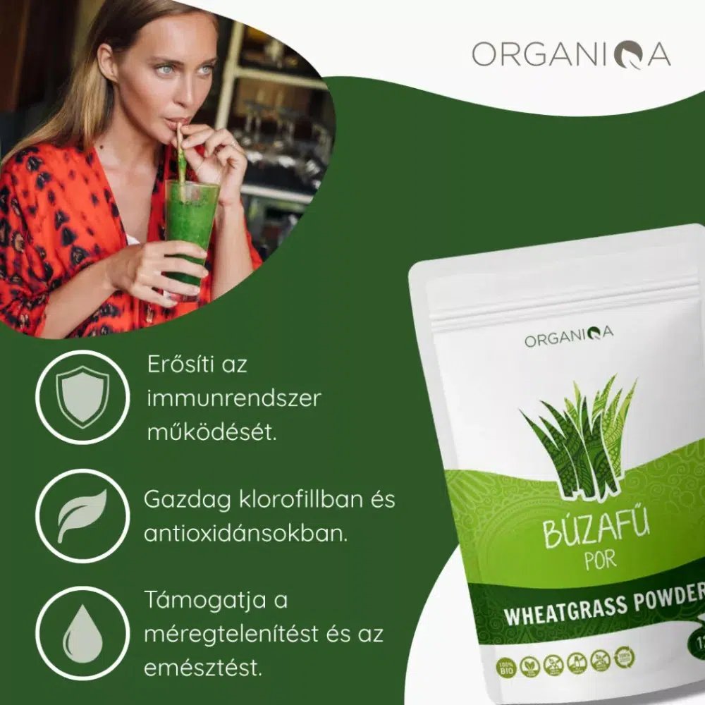 Organiqa Bio Búzafű por - 125g - Image 3 Organiqa Bio Búzafű por - 125g - Image 3