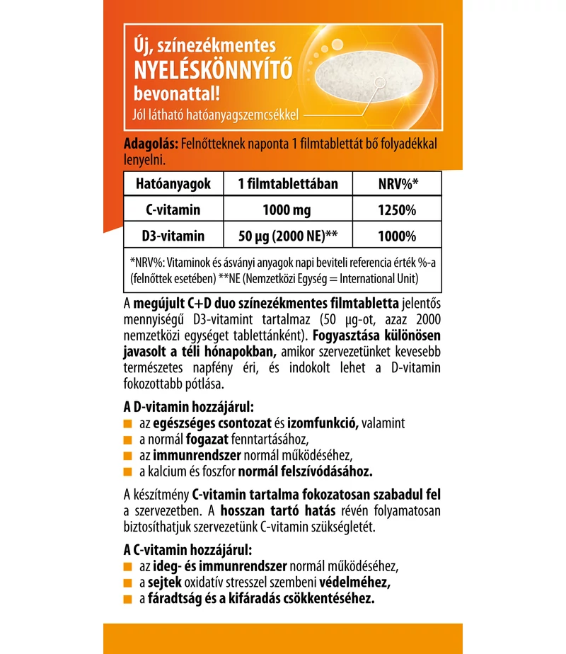 BioCo C+D Duo Retard C-vitamin 1000mg D3-vitamin 2000NE tabletta – 100db - Image 2 BioCo C+D Duo Retard C-vitamin 1000mg D3-vitamin 2000NE tabletta – 100db - Image 2