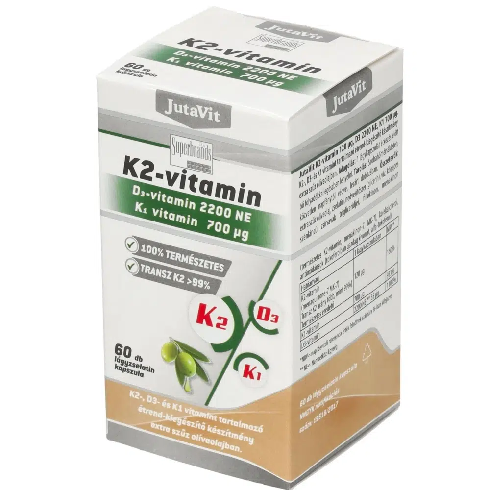 Jutavit K2+D3+K1-vitamin lágykapszula - 60db Jutavit K2+D3+K1-vitamin lágykapszula - 60db
