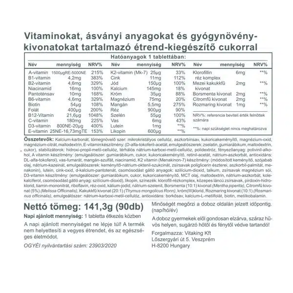 Vitaking Daily One Multivitamin tabletta - 90db - Image 2 Vitaking Daily One Multivitamin tabletta - 90db - Image 2