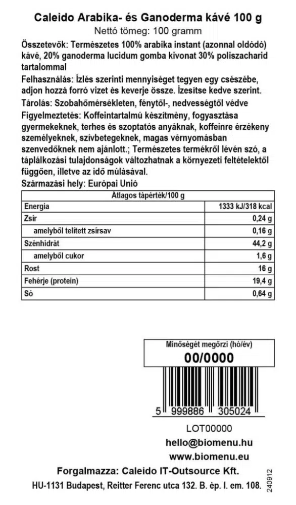 Caleido Arabica & Ganoderma kávé - 100g - Image 2 Caleido Arabica & Ganoderma kávé - 100g - Image 2