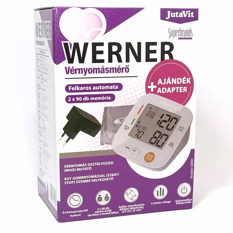JutaVit Werner automata felkaros vérnyomásmérő + adapter JutaVit Werner automata felkaros vérnyomásmérő + adapter