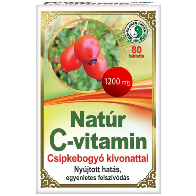 Dr. Chen Natúr C-vitamin csipkebogyó kivonattal tabletta - 80db Dr. Chen Natúr C-vitamin csipkebogyó kivonattal tabletta - 80db