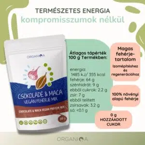Organiqa 100% bio csokoládé-maca vegán fehérje mix - 200g - Image 3 Organiqa 100% bio csokoládé-maca vegán fehérje mix - 200g - Image 3