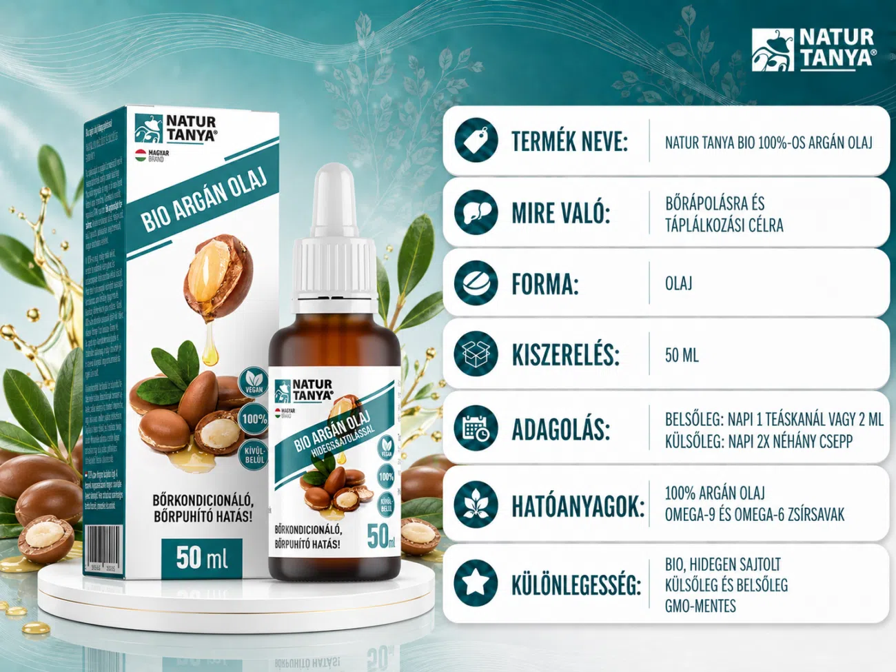 Natur Tanya BIO 100%-os Argán olaj - külsőleg - belsőleg - 50ml
