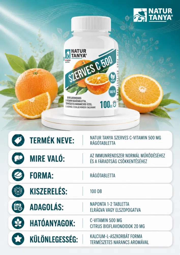 Natur Tanya Szerves C-vitamin 500mg rágótabletta - 100db