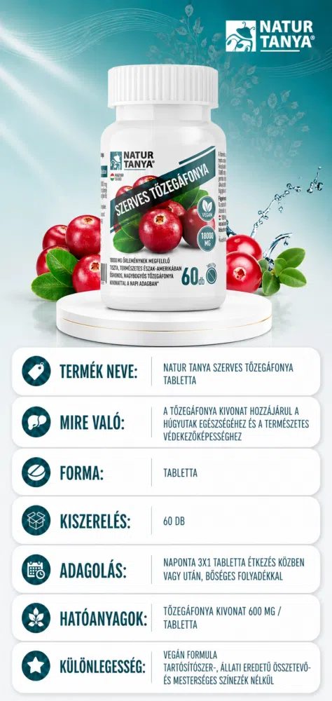 Natur Tanya Szerves tőzegáfonya tabletta - 60db