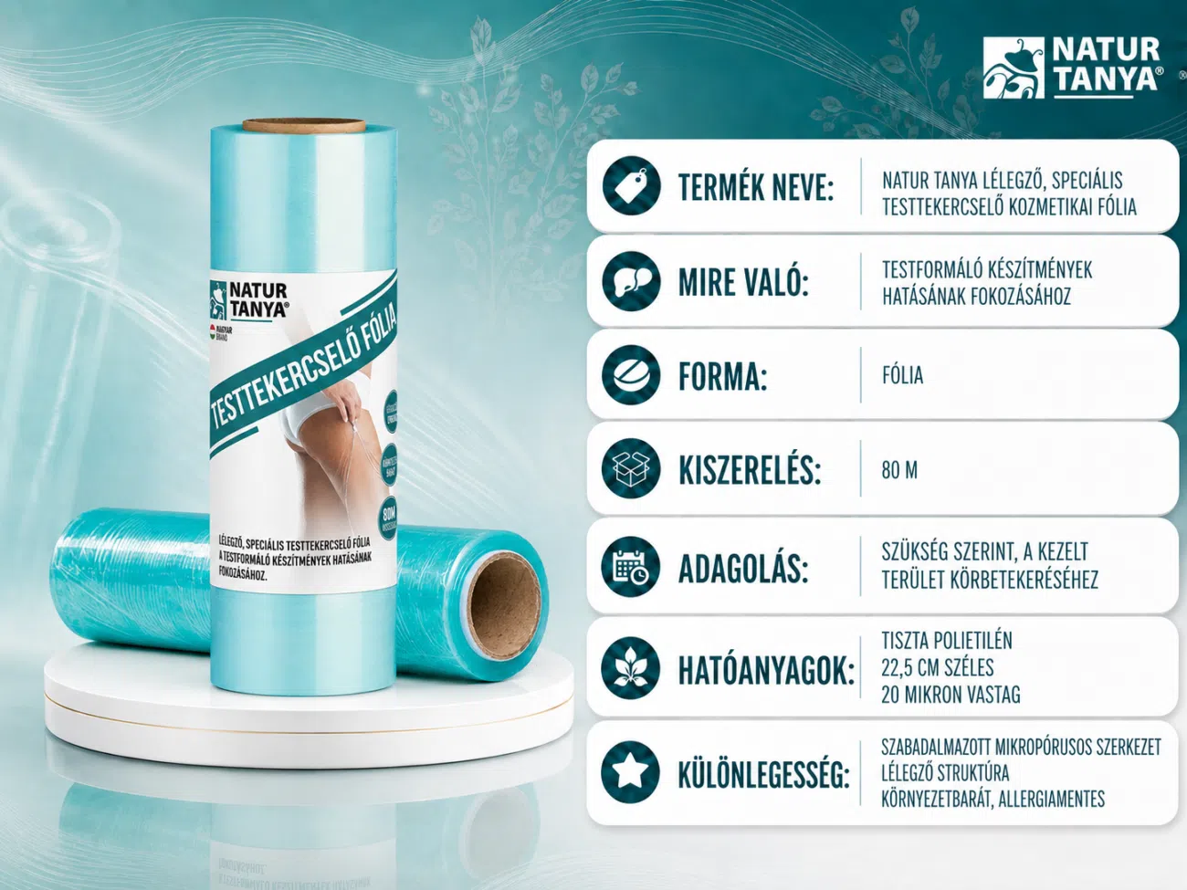 Natur Tanya Lélelgző, speciális testtekercselő kozmetikai fólia