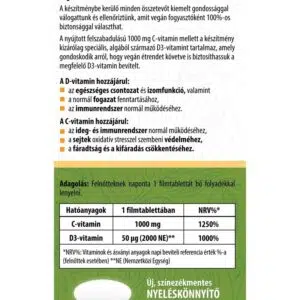 BioCo 100% VEGAN C+D Duo C-vitamin 1000mg + alga D3-vitamin filmtabletta -90db - Image 2 BioCo 100% VEGAN C+D Duo C-vitamin 1000mg + alga D3-vitamin filmtabletta -90db - Image 2