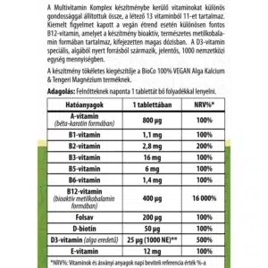 BioCo 100% VEGAN Multivitamin Komplex tabletta - 30db - Image 2 BioCo 100% VEGAN Multivitamin Komplex tabletta - 30db - Image 2