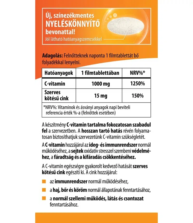 BioCo C+Cink RETARD C-vitamin 1000 mg + szerves cink CSALÁDI CSOMAG - 100db - Image 2 BioCo C+Cink RETARD C-vitamin 1000 mg + szerves cink CSALÁDI CSOMAG - 100db - Image 2