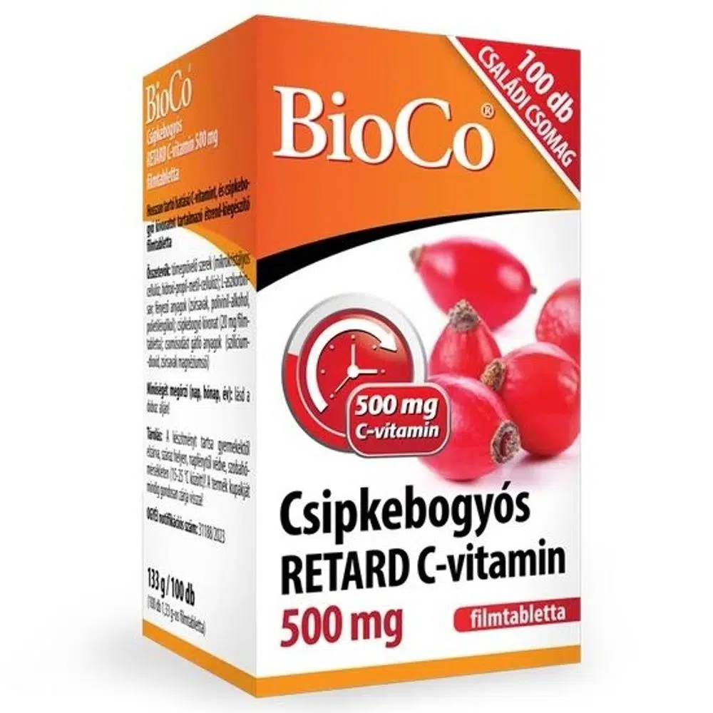 BioCo Csipkebogyós RETARD C-vitamin 500mg Családi csomag - 100db BioCo Csipkebogyós RETARD C-vitamin 500mg Családi csomag - 100db