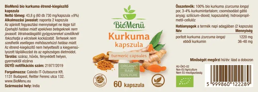 Biomenü Bio Kurkuma kapszula - 60db - Image 2 Biomenü Bio Kurkuma kapszula - 60db - Image 2
