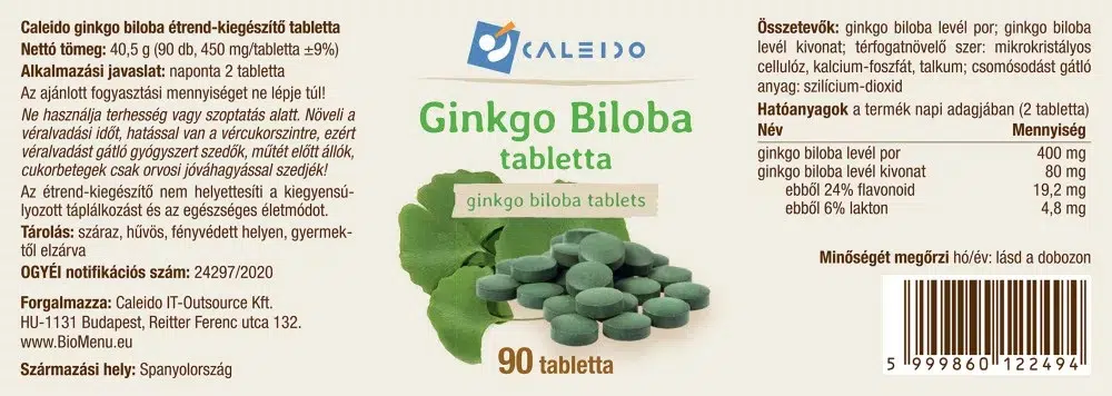 Caleido Ginkgo Biloba tabletta - 90db - Image 2 Caleido Ginkgo Biloba tabletta - 90db - Image 2