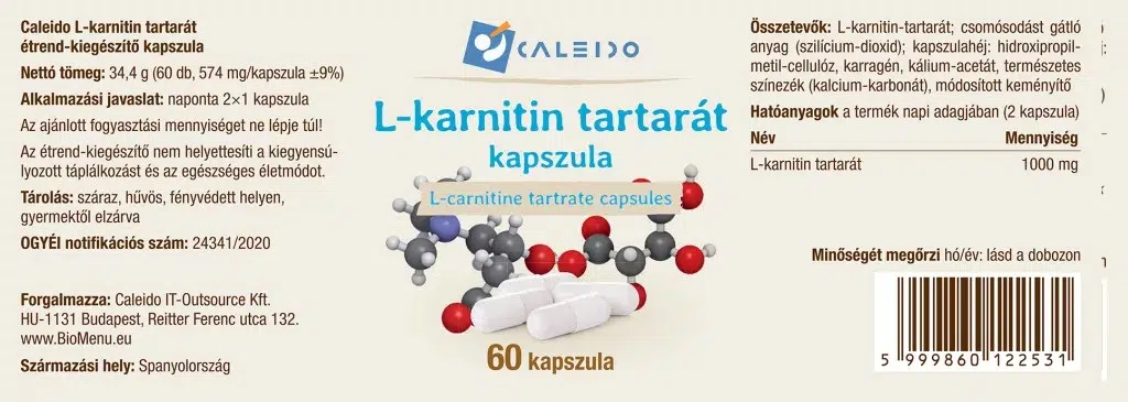 Caleido L-Karnitin Tartarát kapszula - 60db - Image 2 Caleido L-Karnitin Tartarát kapszula - 60db - Image 2