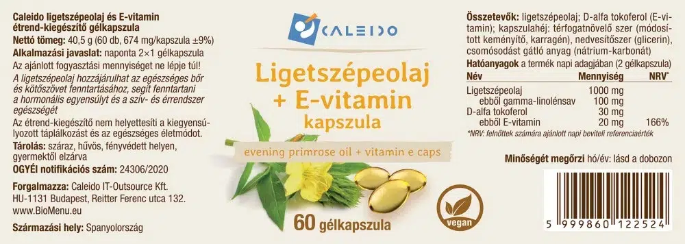 Caleido Ligetszépeolaj + E-vitamin gélkapszula - 60db - Image 2 Caleido Ligetszépeolaj + E-vitamin gélkapszula - 60db - Image 2