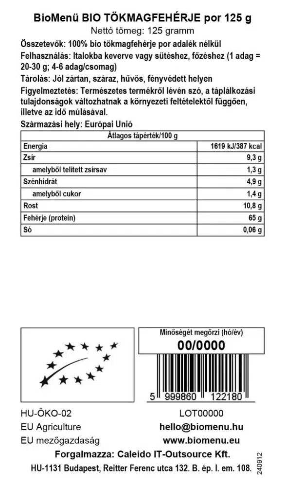 Biomenü Bio tökmagfehérje por - 125g - Image 2 Biomenü Bio tökmagfehérje por - 125g - Image 2