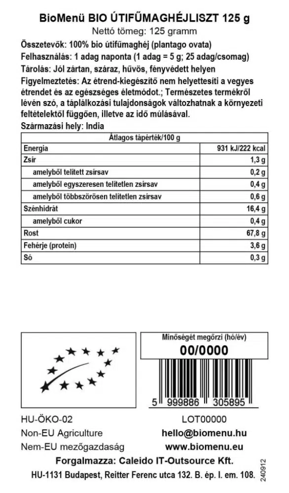 Biomenü Bio útifűmaghéjliszt - 125g - Image 2 Biomenü Bio útifűmaghéjliszt - 125g - Image 2