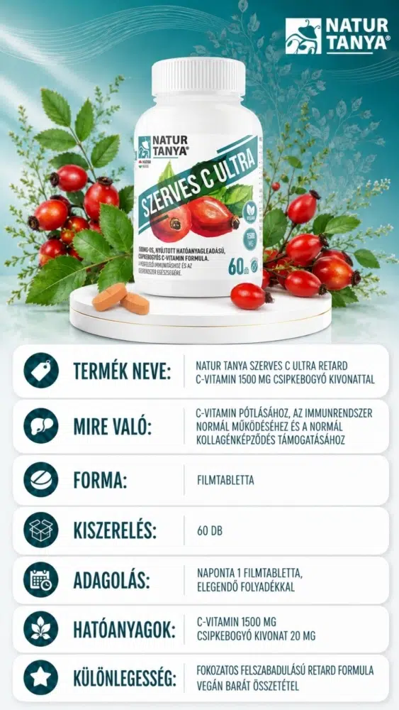 Natur Tanya Szerves C Ultra 1500 mg RETARD tabletta - 60db