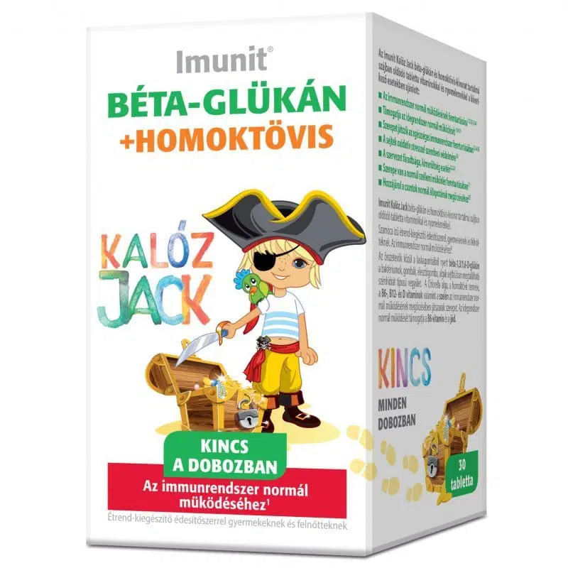 Imunit Kalóz Jack Béta-glükán és homoktövis tartalmú tabletta - 30db Imunit Kalóz Jack Béta-glükán és homoktövis tartalmú tabletta - 30db