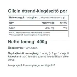Vitaking Glicin natúr italpor - 400g - Image 2 Vitaking Glicin natúr italpor - 400g - Image 2