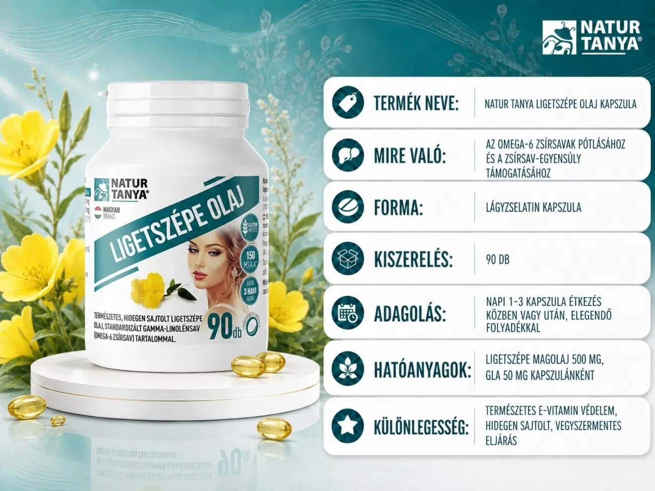 Natur Tanya Ligetszépe olaj kapszula - 90db