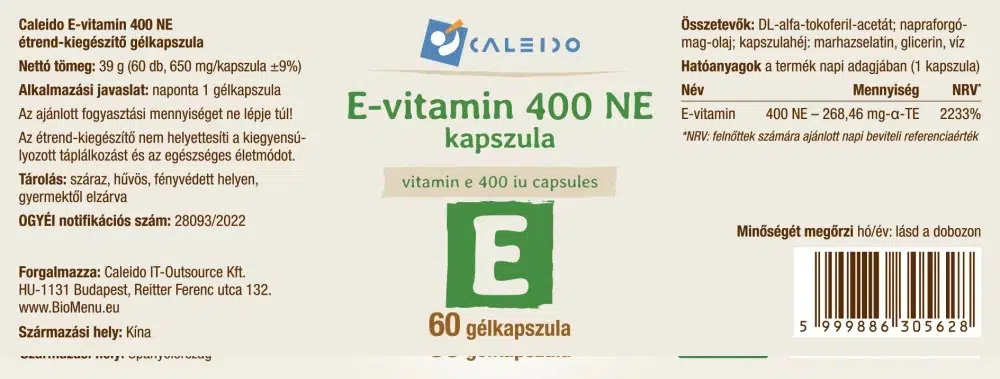 Caleido E-vitamin 400 NE gélkapszula - 60db - Image 2 Caleido E-vitamin 400 NE gélkapszula - 60db - Image 2