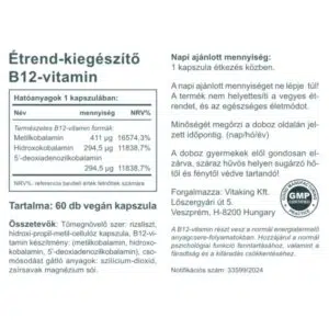 Vitaking B12-vitamin 1000mcg kapszula - 60db - Image 2 Vitaking B12-vitamin 1000mcg kapszula - 60db - Image 2