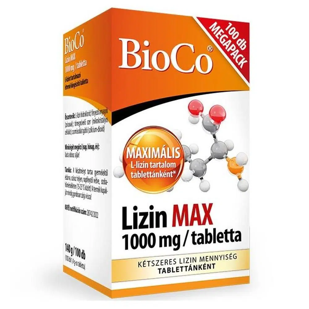 BioCo Lizin MAX 1000mg Megapack tabletta - 100db BioCo Lizin MAX 1000mg Megapack tabletta - 100db