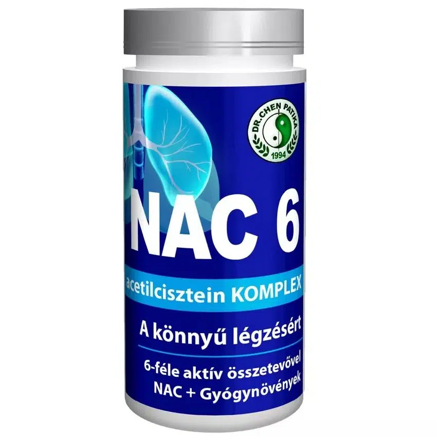 Dr. Chen NAC 6 N-Acetil L-Cisztein immunerősítő és nyákoldó komplex kapszula - 60db Dr. Chen NAC 6 N-Acetil L-Cisztein immunerősítő és nyákoldó komplex kapszula - 60db