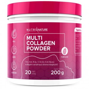 Nutri Nature Multi Kollagén por - 5 féle kollagénnel málna ízű - 200g
