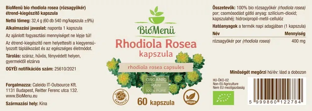 Biomenü Bio Rhodiola Rosea kapszula - 60db - Image 2 Biomenü Bio Rhodiola Rosea kapszula - 60db - Image 2