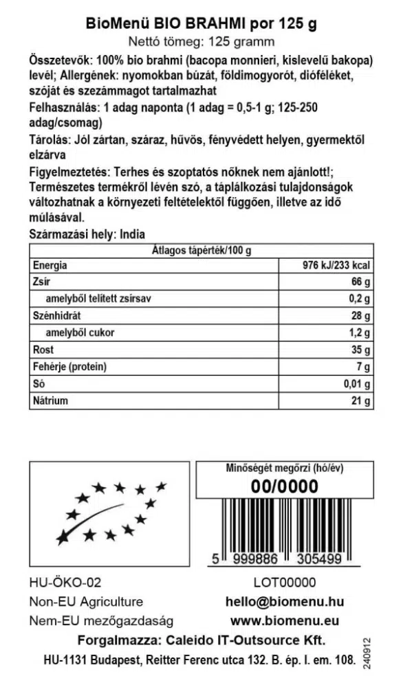 Biomenü Bio Brahmi por - 125g - Image 2 Biomenü Bio Brahmi por - 125g - Image 2