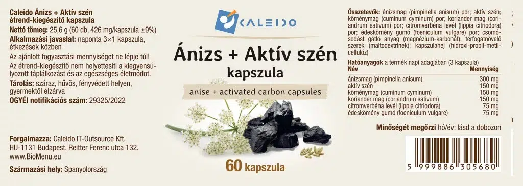 Caleido Ánizs+Aktív szén kapszula - 60db - Image 2 Caleido Ánizs+Aktív szén kapszula - 60db - Image 2