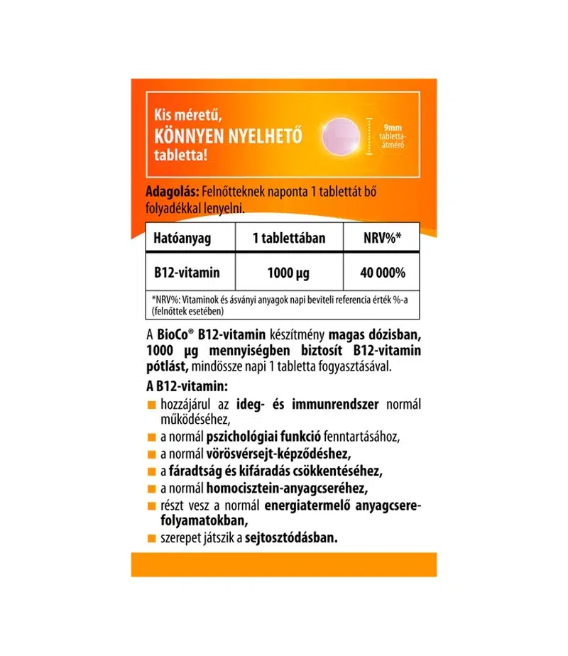 BioCo B12-vitamin 1000mcg tabletta - 60db - Image 2 BioCo B12-vitamin 1000mcg tabletta - 60db - Image 2