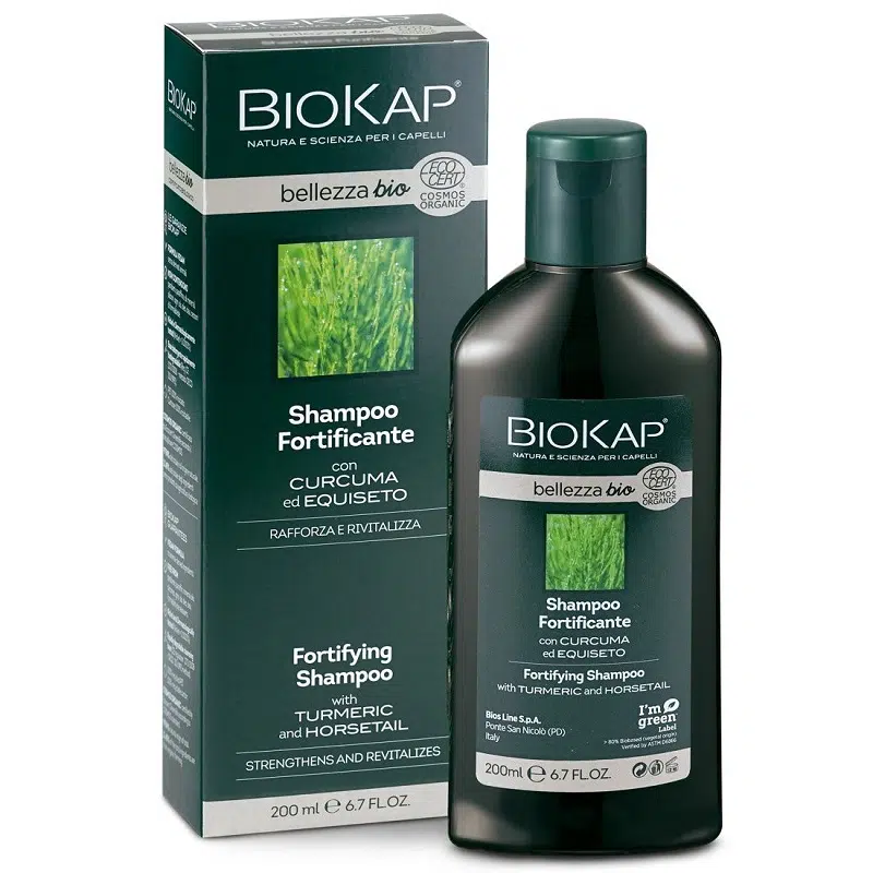 Biokap Bellezza Bio erősítő sampon kurkumával és zsurlóval - 200ml Biokap Bellezza Bio erősítő sampon kurkumával és zsurlóval - 200ml