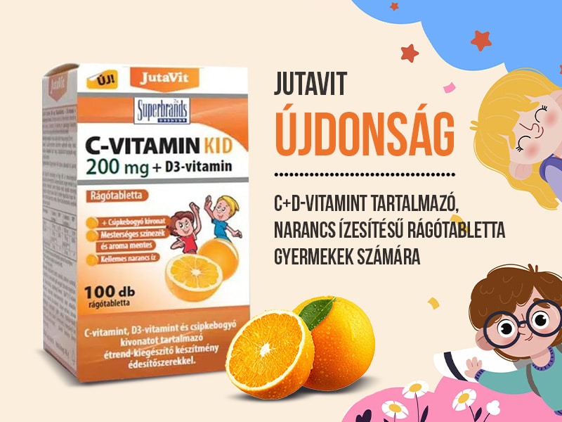 Erősítse gyermeke immunrendszerét a JutaVit Kid C+D+ csipkebogyó kivonat narancsízű rágótablettával!