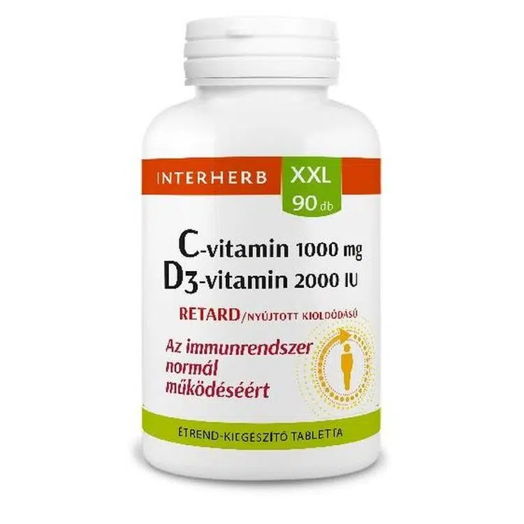 Interherb XXL C+D C-vitamin 1000mg+D3-vitamin 2000NE Retard tabletta - 90db Interherb XXL C+D C-vitamin 1000mg+D3-vitamin 2000NE Retard tabletta - 90db