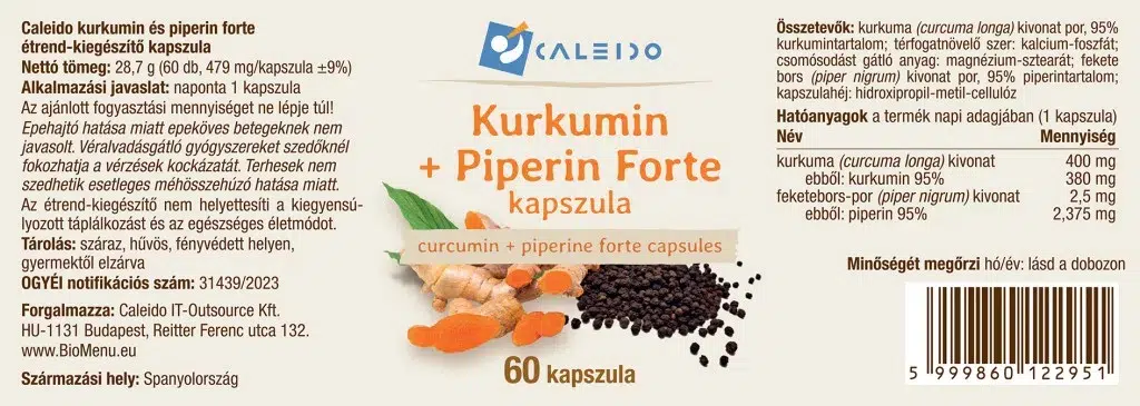 Caleido Kurkumin + Piperin Forte kapszula - 60db - Image 2 Caleido Kurkumin + Piperin Forte kapszula - 60db - Image 2